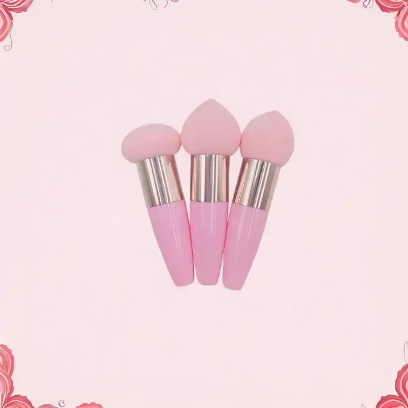 (.) 3 pennelli per trucco a testa di fungo per donna, fondotinta in spugna, soffio di polvere con manico, strumento cosmetico a forma liscia — image 8