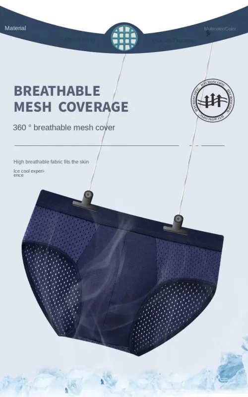 Sous-vêtements pour hommes, culotte triangulaire fine et respirante, slip en soie glacée, en maille, pantalon d'angle carré Sexy pour Shorts, 1/4 pièces — image 14