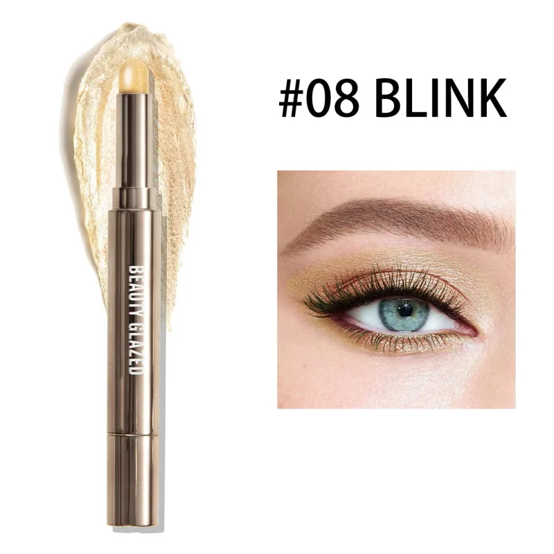 10 สี Double Ended Eye Shadow Stick พร้อมแปรงฟองน้ำ Pearlescent อายแชโดว์ยาวนานปากกา Contouring แบบพกพาแต่งหน้าเครื่องสำอาง — image 10