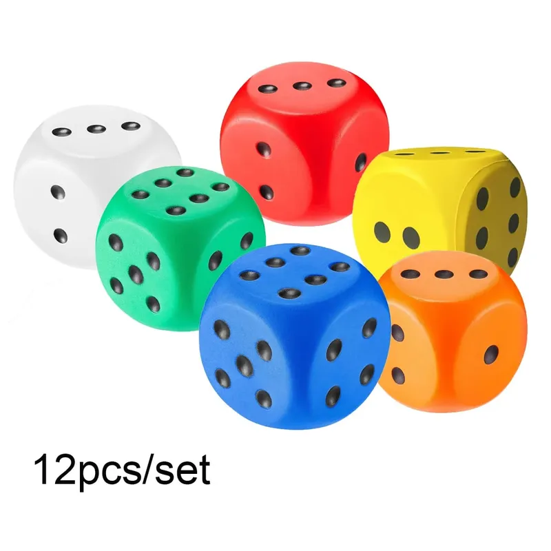 6/12 pièces/ensemble grands dés en mousse doux Jumbo Dot dés 6 faces mousse dés faux Jumbo dés rebond dés — image 8
