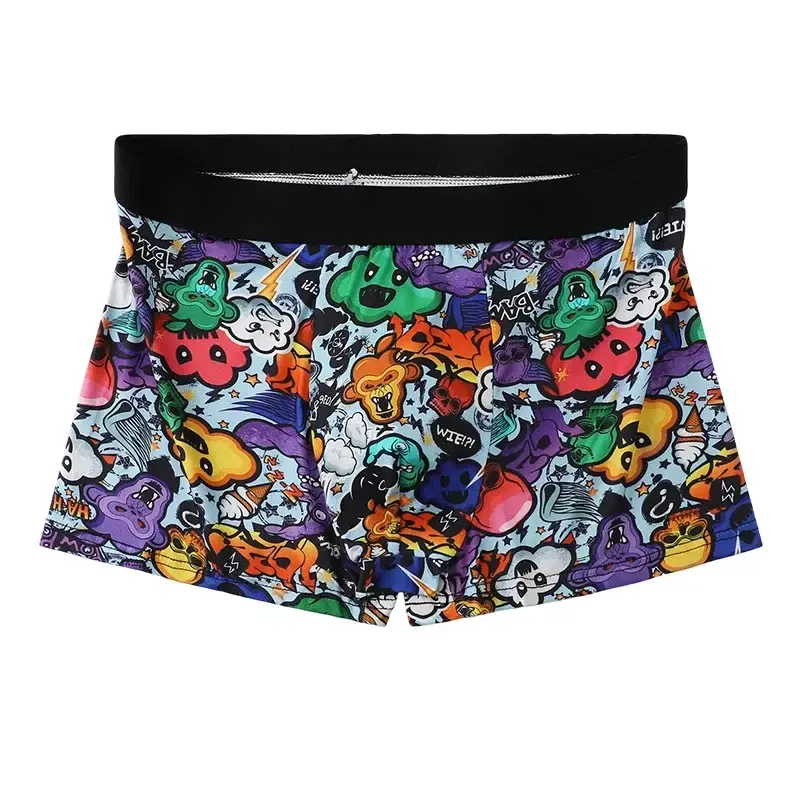 5 Stück zufällige atmungsaktive Boxer-Unterwäsche für Herren mit bunten Graffiti-Mustern, elastischem Bund, trendige und modische Unterwäsche — image 6