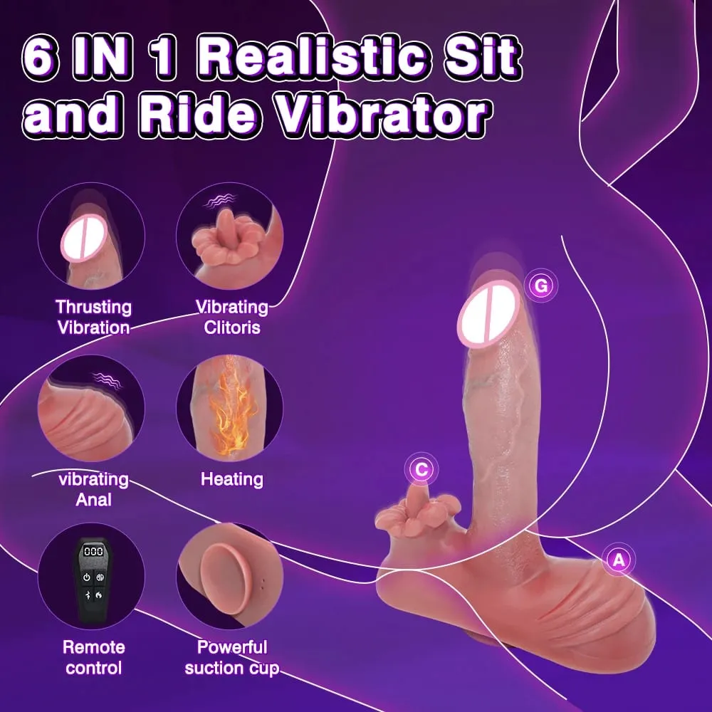 Realistischer Dildo-Vibrator, Sitzen und Fahren, 6-in-1, vibrierende Fernbedienung, Vagina, Anal, G-Punkt, Klitorisstimulator, Sexspielzeug für Frauen — image 3
