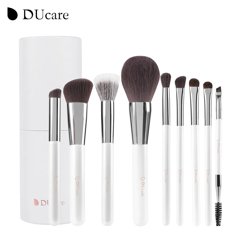 Set di pennelli per trucco DUcare 9 pezzi per fondotinta in polvere, fard, correttori, ombretti, pennelli indispensabili per uso principiante con supporto — image 1