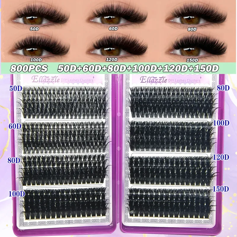 40D-150D Lashes Cluster DIY Lash Extension Mixed Tray Clusters Eyelashes Fluffy Volume Indibidwal Lashes Cat Eye Lash Extension — image 10