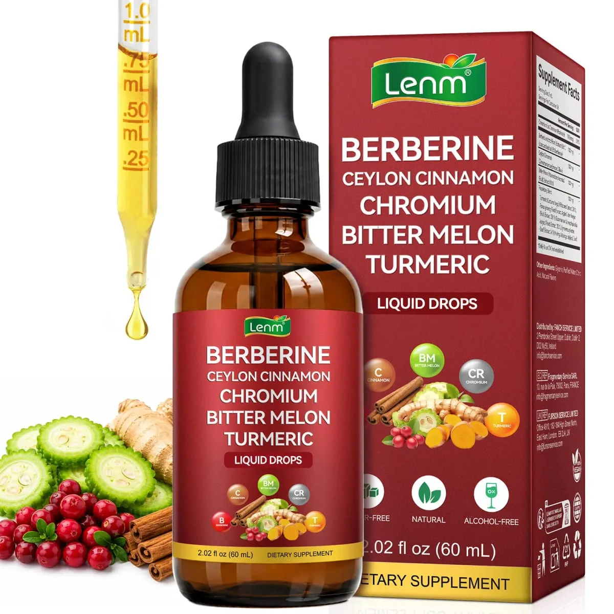 Berberine Complex Gocce Supporto metabolico 100% zucchero naturale e senza alcol Equilibrio sano dello zucchero nel sangue e salute dell'apparato digerente — image 1