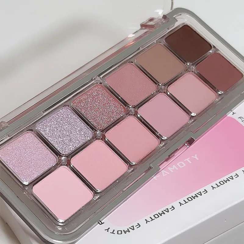 12 สีความอิ่มตัวต่ำ Matte Eyeshadow Palette ชา Apricot Earth Tones Long Lasting Pearlescent Matte Eye แต่งหน้าสำหรับทุกวันใช้ — image 4