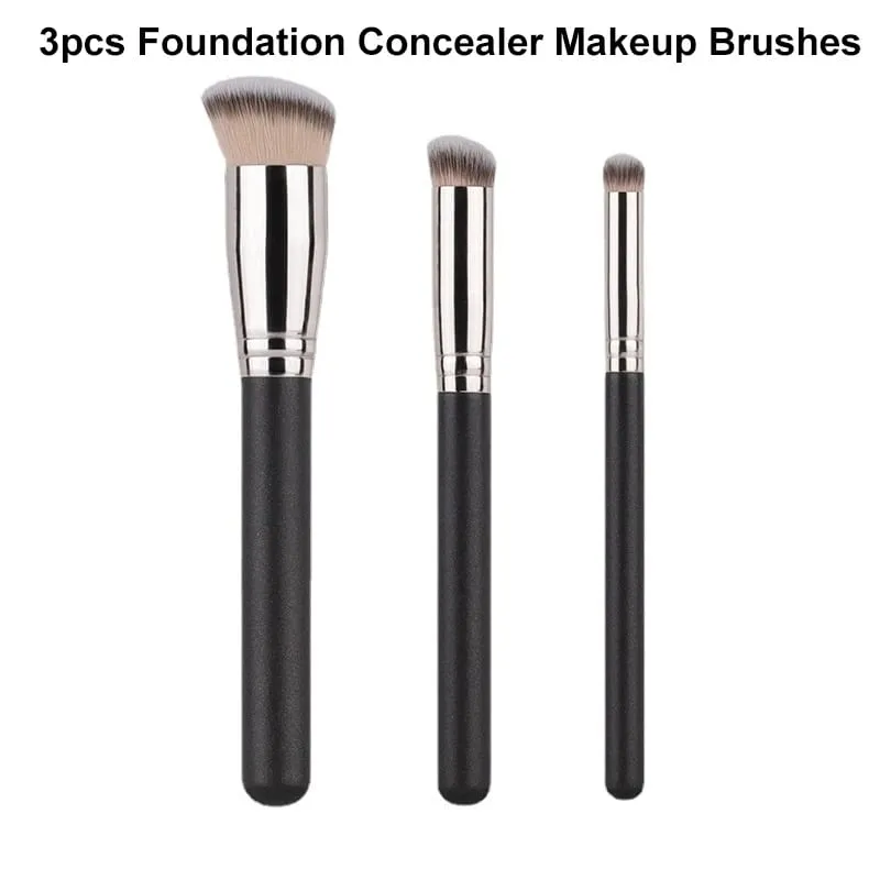 3 uds base biselada brochas de maquillaje corrector cubierta sin costuras sintético círculo oscuro crema líquida cosméticos herramienta de brocha de contorno