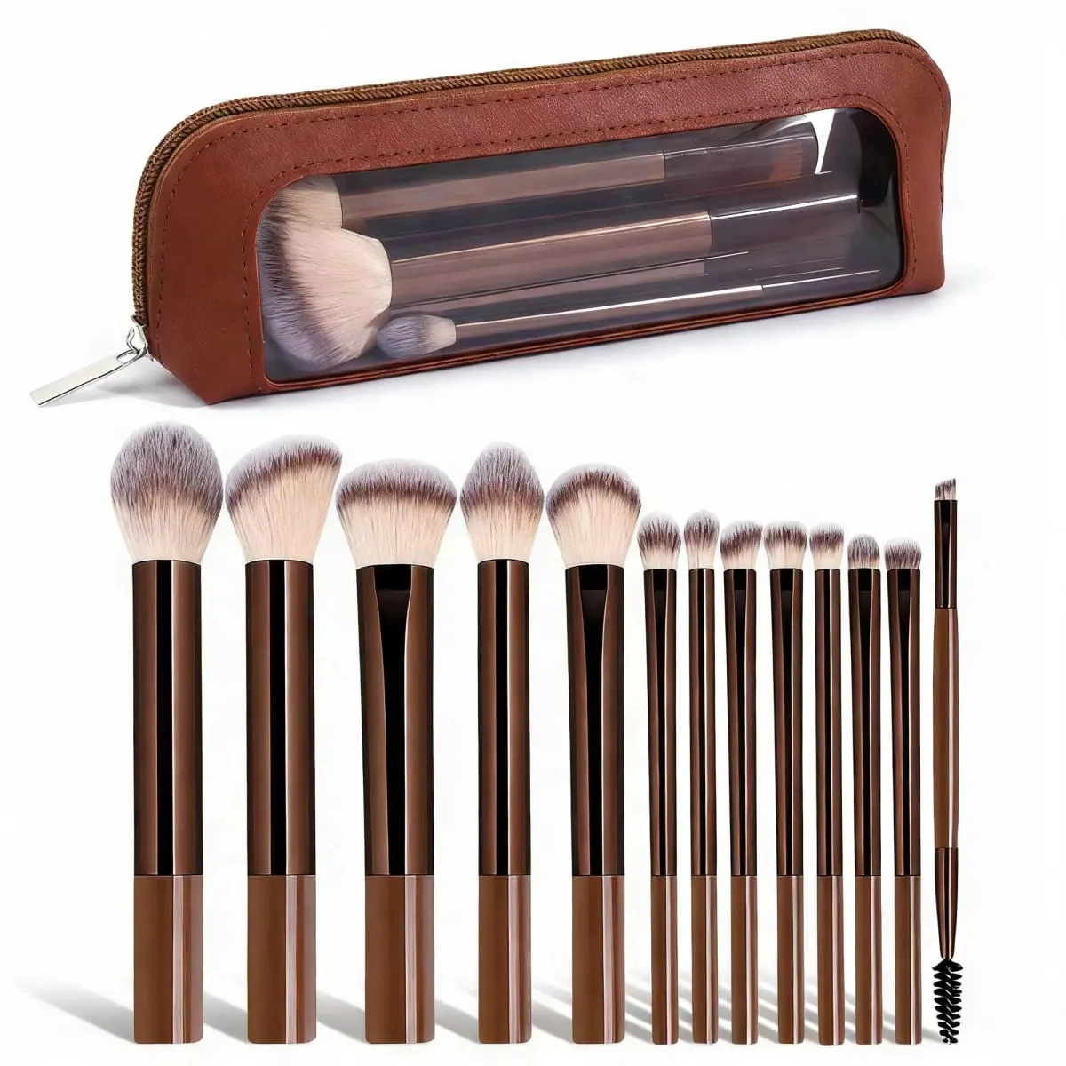 13ks štětců na make-up s úložným sáčkem Měkký nadýchaný kosmetický podkladový pudr oční stíny Kabuki Blending Beauty Tool Makeup — image 1