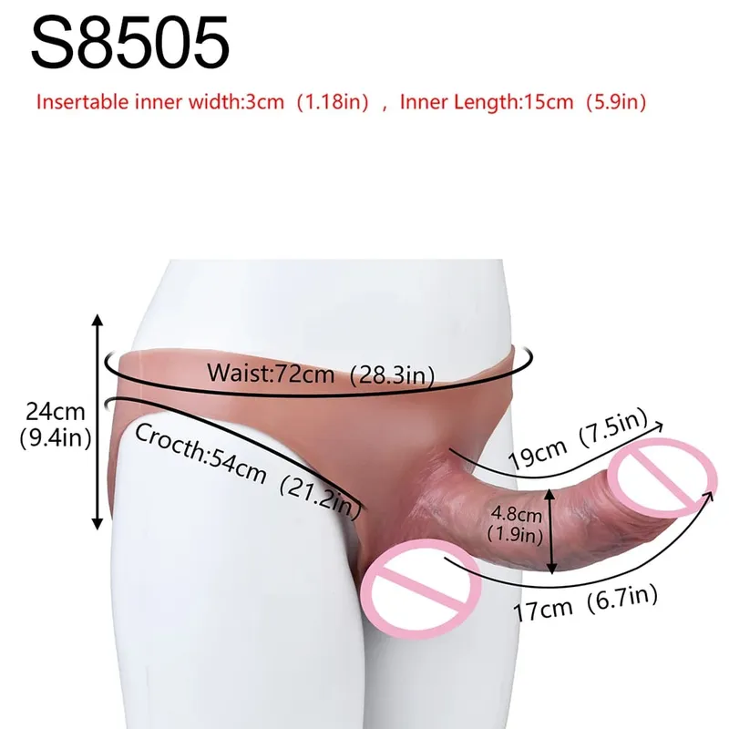 Duże, puste spodnie silikonowe typu Dildo Premium, nadające się do noszenia, hiperrealistyczne, wkładane nakładki na penisa, intymne zabawki do noszenia dla dorosłych — image 14