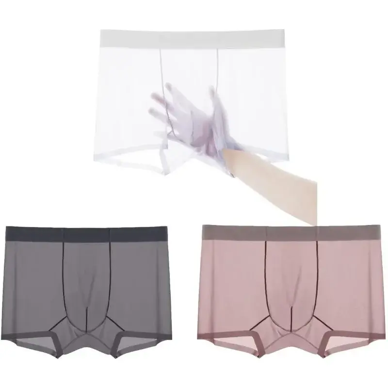 Transparente Herren-Boxershorts, leicht, elastisch, mittlere Taille, U-konvex, nahtlos, dünne Perspektivshorts für bequeme Passform — image 2