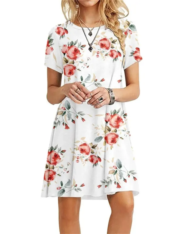 Leopard Muster Frauen 3D Druck Mode Kleider Kurzarm Sommer Lose Beiläufige Kurze Kleid Streetwear Damen Mini Kleid — image 2