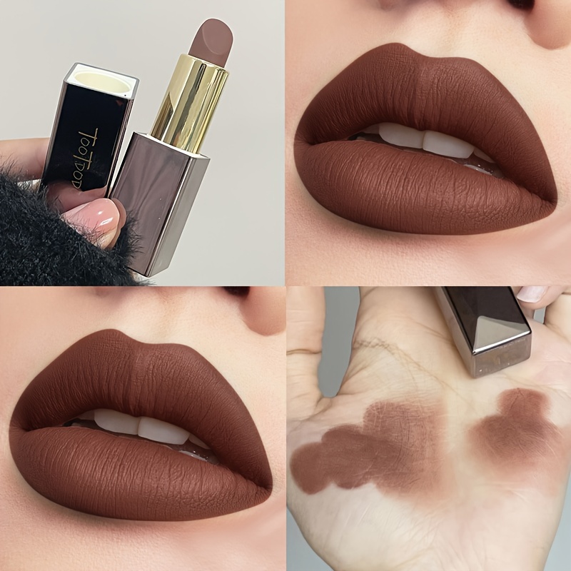 Disponible en 3 teintes de rouge à lèvres mat, velours mat, imperméable, ne se décolore pas, améliore la couleur et illumine les lèvres.