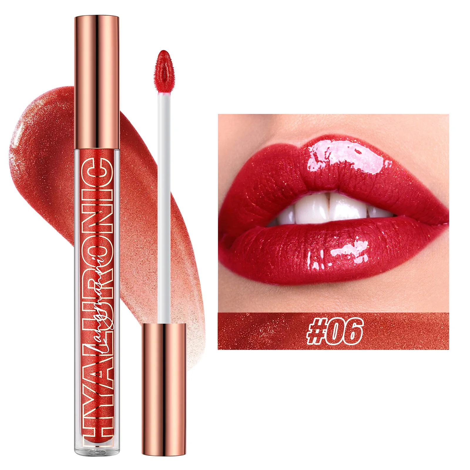 Pearlescent Glitter Plumping Lip GLOSS Diamond Glitter Nude สีชมพู Liquid ลิปสติก SHINY Glass กันน้ำเซ็กซี่ Lip Tint Lip Makeup — image 12