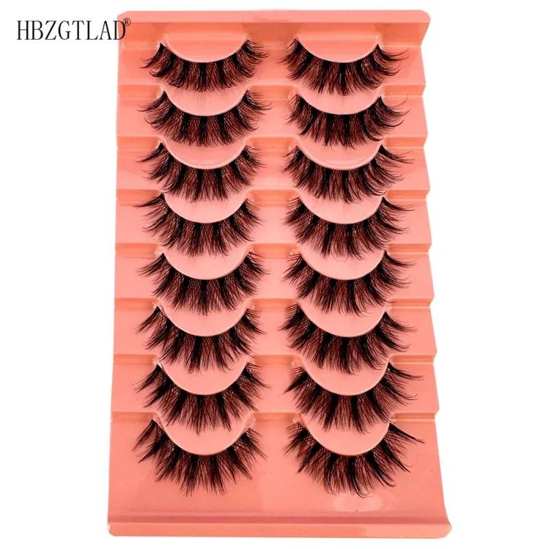 7/8 Paar Katzenaugen-Wimpern, Manga-Wimpern, 3D-Wimpern mit klarem Band, natürlich, halbe Wimpern, verlängerte Nerz-Wimpern, flauschige Wimpern — image 24
