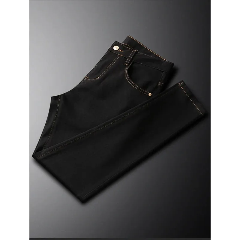 2026 männer Schwarze Jeans Herbst Neue Ankunft Exquisite Stickerei Stretch Slim Fit Mid-Taille Vielseitig Casual Lange Hosen — image 9