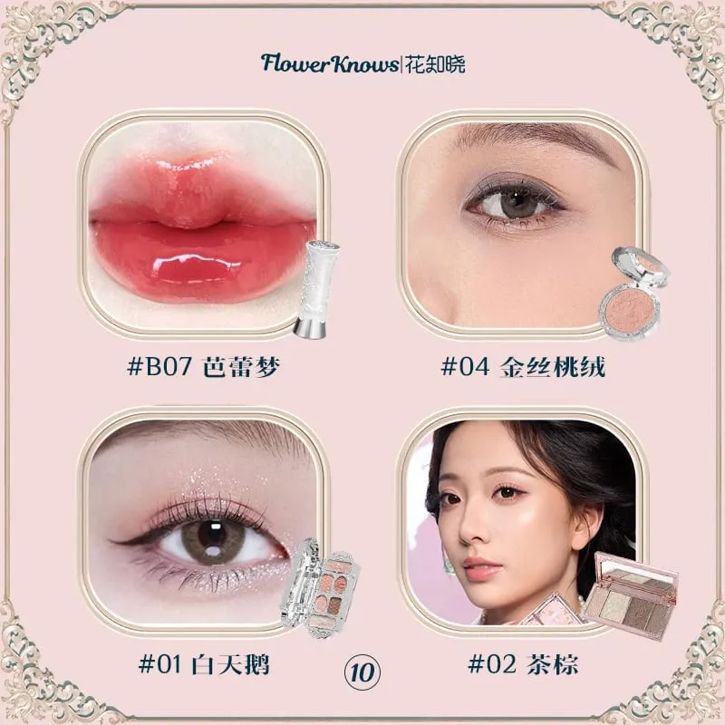 Flower Knowledge Swan Ballet Eyeshadow Lip Glaze Angel Lipstick Midsummer Night Blush Grooming Plate Set — image 14