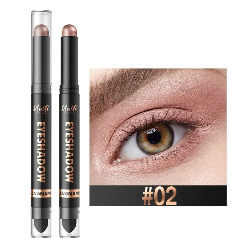 Bâton de fard à paupières Double tête, 16 couleurs, nacré, chatoyant, marron, crème hautement imperméable, crayon d'ombre à paupières, maquillage longue durée pour les yeux — image 13