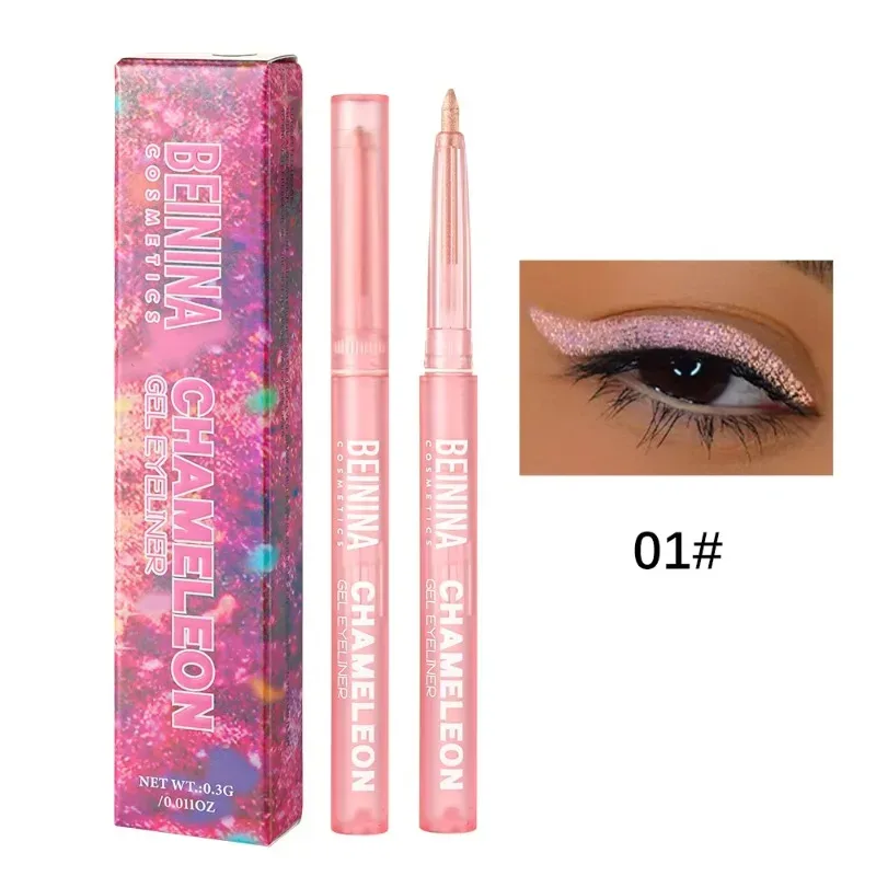 Bunglon Berkilat Yellow Eyeliner Gel Pen Pembayang Mata Metalik Multicolor Eye Liner Pearlescent Polarized Solek Pigmen Mata Dalam