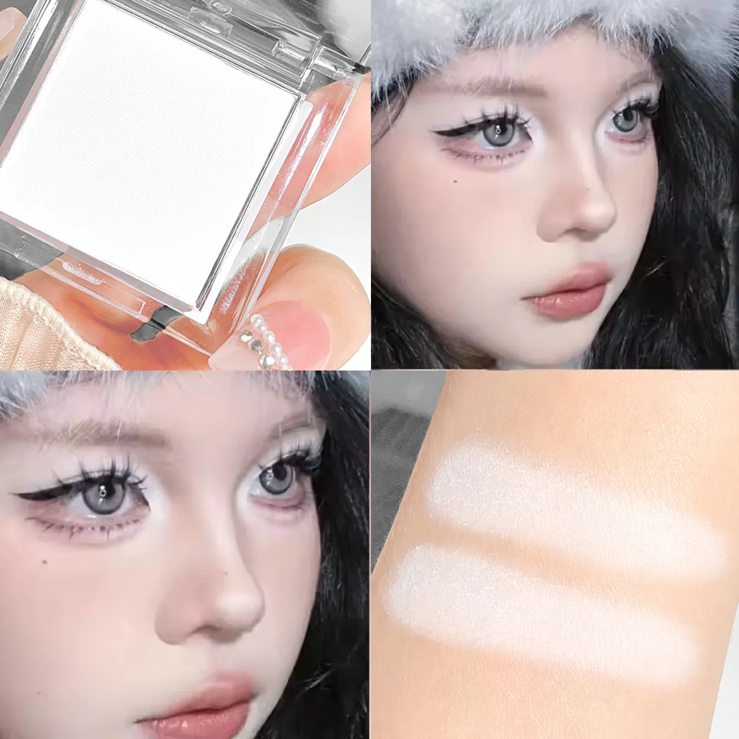 Hisyi Matte Monochrome Lidschatten-Palette, natürliches Licht, Highlighter-Puder für zarte Augenkonturen, hellt auf — image 1