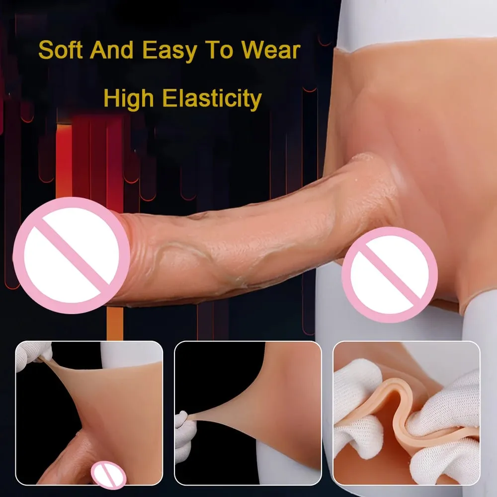 Mutandine con dildo solido indossabile Strapon in silicone Pantaloni realistici per pene Giocattoli elastici del sesso per donne adulte Giochi lesbici Piacere — image 5