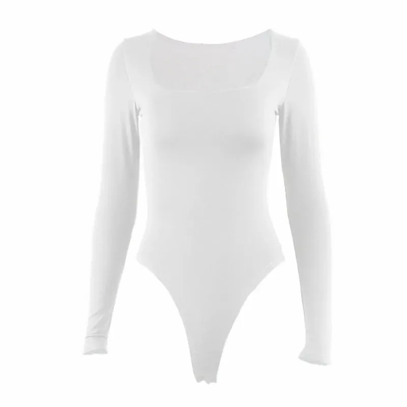 Long Sleeve Bodysuits Spring 2025 Square-Cut Collar Solid Bodycon Elastic Romper Sexy Y2k Pambabaeng Damit Fashion Club Party 2520 — image 11