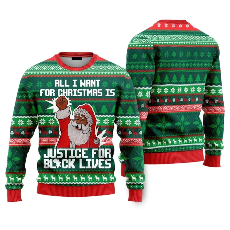Baju Sweater Krismas Jelek 2026 Lelaki Pullover Corak Santa Claus Wanita 2026 Baju Sweat Leher Krew Merry Christmas Tahun Baru — image 7