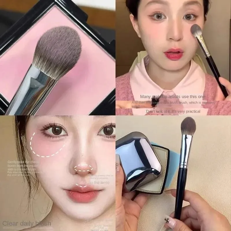 1/2Pcs Peach Heart Blusher Brush Powder Blush Cream Liquid Blush Makeup Brushes Flat Small Precise Blush Brush Makeup Tools — image 2