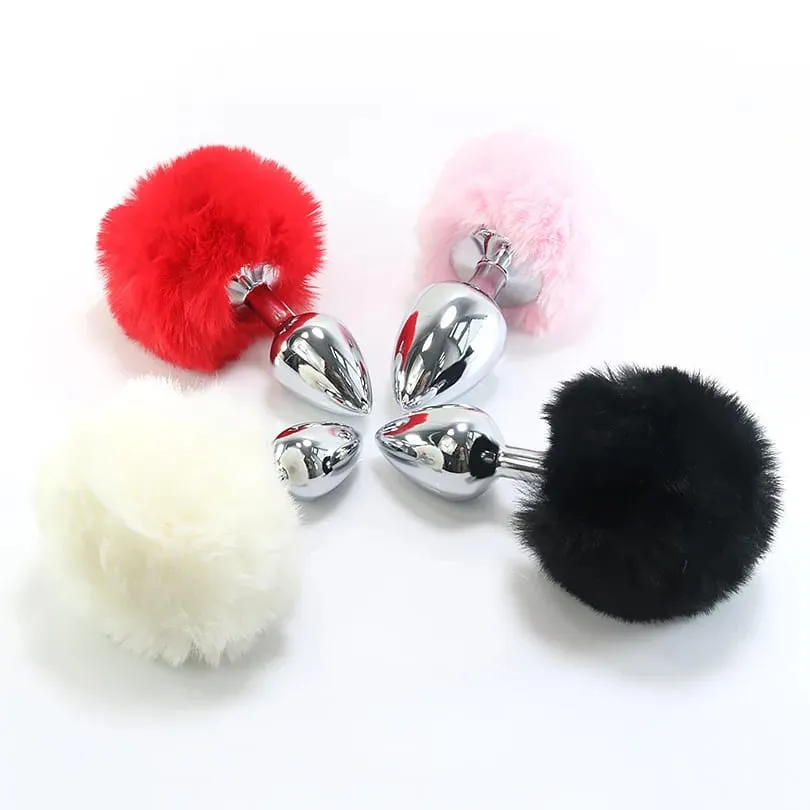 Metallo Peluche Coda di coniglio Tappi anali Massaggiatore prostatico Butt Plug Orecchio di coniglio BDSM Cosplay Giocattoli erotici del sesso per le donne Adulti Gioco del sesso