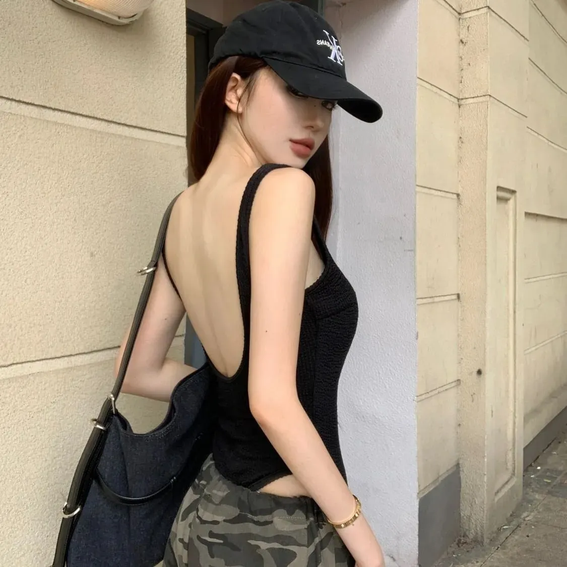 สีดำStrappyบอดี้สูทเซ็กซี่Backless Ribbedบอดี้สูทRomper String Femmeเซ็กซี่แขนกุดTop Gloved bodysuit Bodyหญิง — image 3