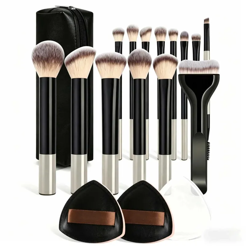 Set Berus Mekap Lengkap 14Pcs Berus Makeup Sintetik Lembut Alas Rambut Sintetik Blush Bedak Longgar Concealer Berus Campuran Kontur Portable Tr