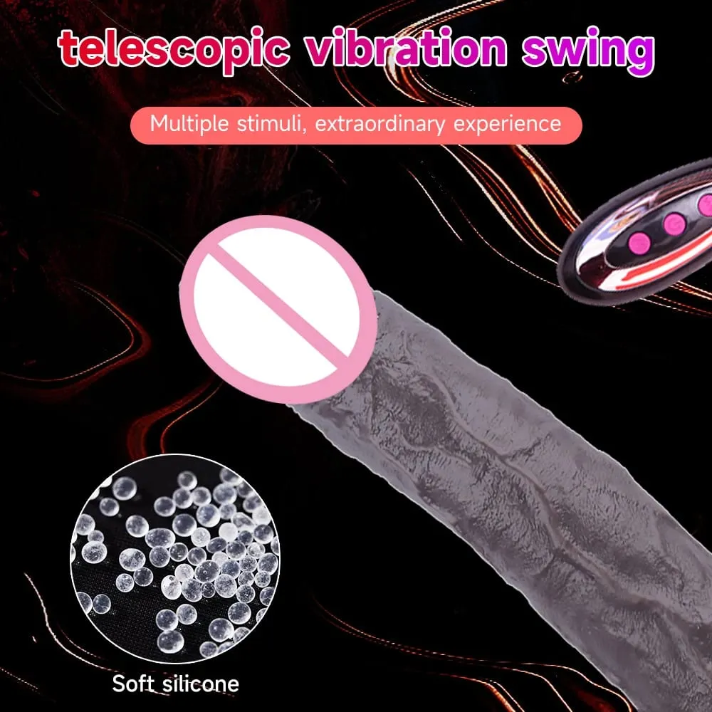 Teleskopopvarmning Realistisk Dildo Vibrator Fjernbetjening Big Penis Massager Vaginal Anal Onani 18 Voksen Sexlegetøj Kvinder — image 4