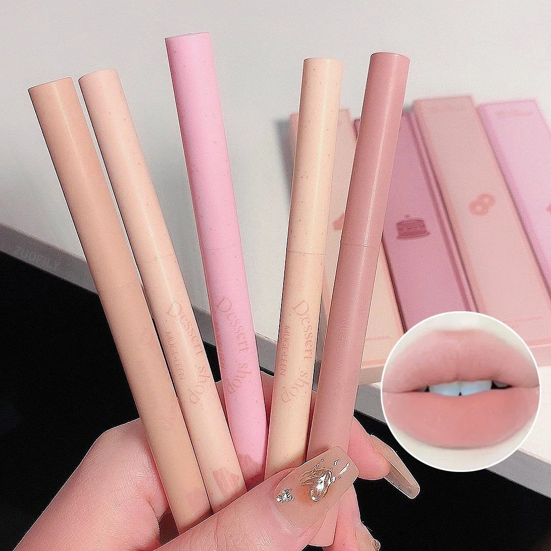 Pen Pelapik Bibir Matte Gincu Kontur Tahan Lama Tidak Melekat Kalis Air Pensil Pembalut Baldu Licin Mekap Warna Bibir Merah Jambu Bogel — image 5