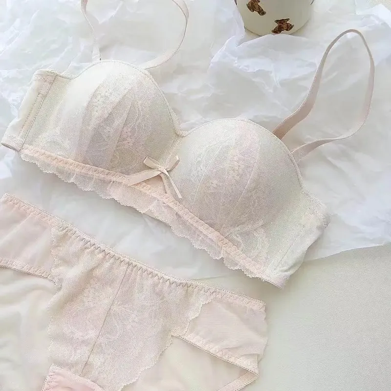 ภาษาฝรั่งเศสคำลูกไม้ครึ่งถ้วย Bra ชุดไร้สาย Push Up เล็กเพิ่มลิฟท์ป้องกันการหย่อนคล้อย Comfort ชุดชั้นในเซ็กซี่ชุดสำหรับสตรี — image 8