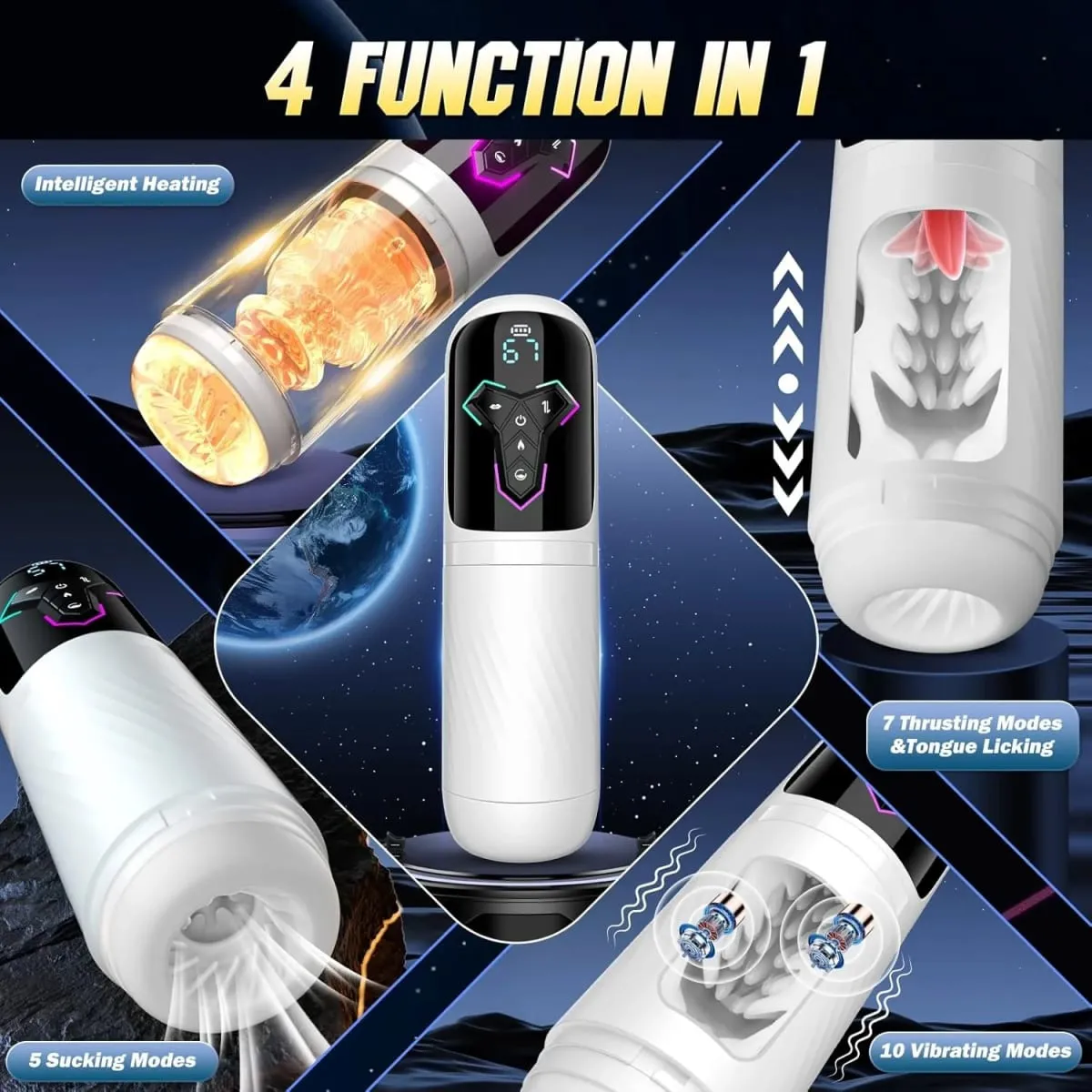 Topení Automatický mužský masturbátor AI & APP Control Blowiob Machine Kapesní Pussy Penis Pumpa LCD displej Sexuální hračky pro muže