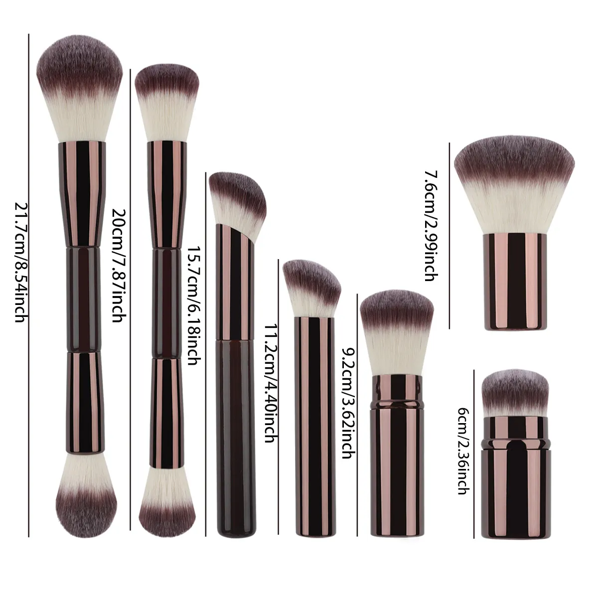 7PCS 메이크업 브러쉬 세트 더블 헤드 파운데이션 브러쉬 페이스 컨투어 스컬 프팅 메이크업 도구 소프트 푹신한 루스 파우더 브러쉬 — image 2