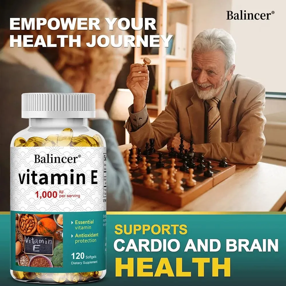Capsule di vitamina E naturale Integratore antiossidante Supporto Pelle Capelli Unghie Cuore Cervello Sistema cardiovascolare e benessere Benessere — image 6