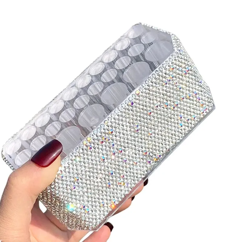 ผู้ถือแปรงแต่งหน้าอะคริลิ26หลุมRhinestoneเพชรกล่องเก็บเครื่องสำอางดินสอเขียนคิ้วเรียงลำดับความจุขนาดใหญ่ออแกไนเซอร์