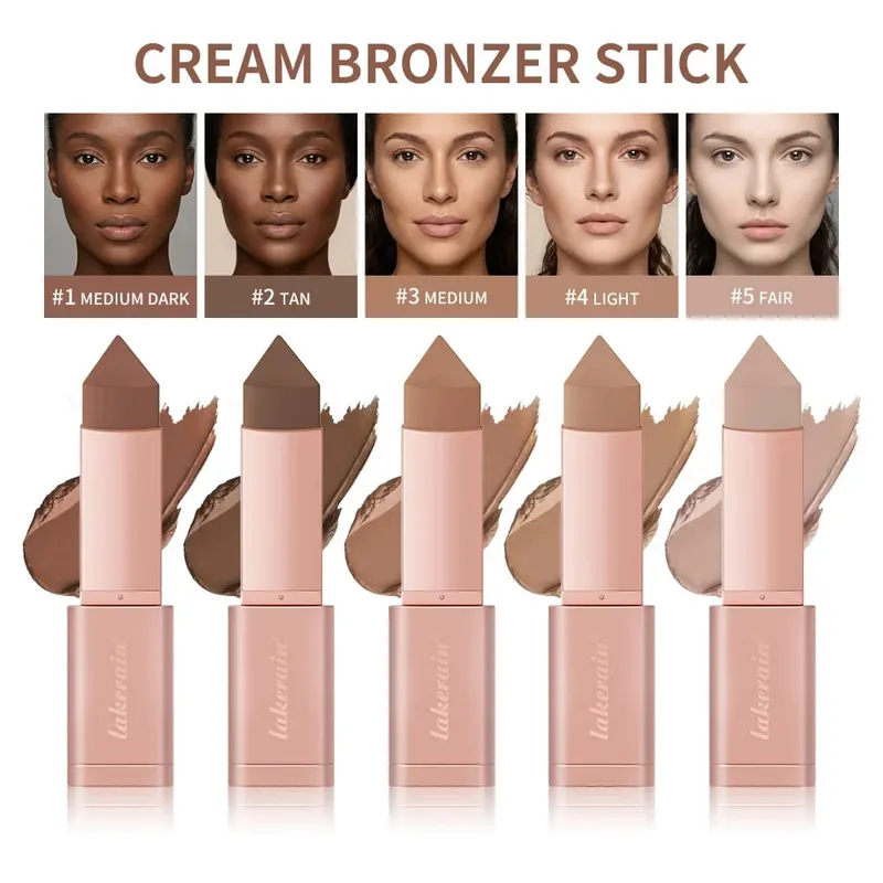 Paleta de ajuste de bronceador mate, barra bronceadora en crema en polvo para sombreado de contorno facial, efecto de maquillaje de larga duración, agua, 2 uds. — image 3