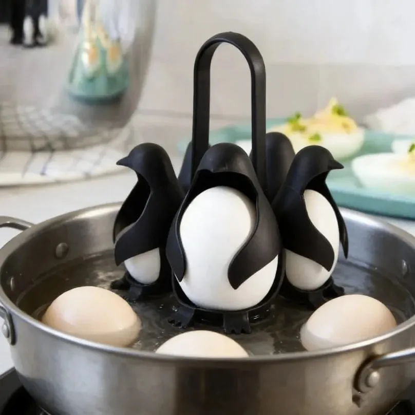 Niedlicher Pinguin-Eierkocher für Küchenhelfer, Eierkochwerkzeug, Eierdampfgarer mit Griff zum Kochen von Eiern — image 2