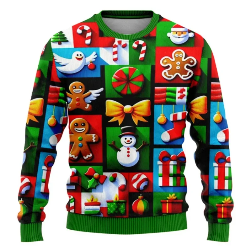 Pull de Noël drôle pour hommes et femmes, sweat-shirt de noël avec graphique laid Y2k, pour fête de vacances, vêtements amples pour hommes — image 18