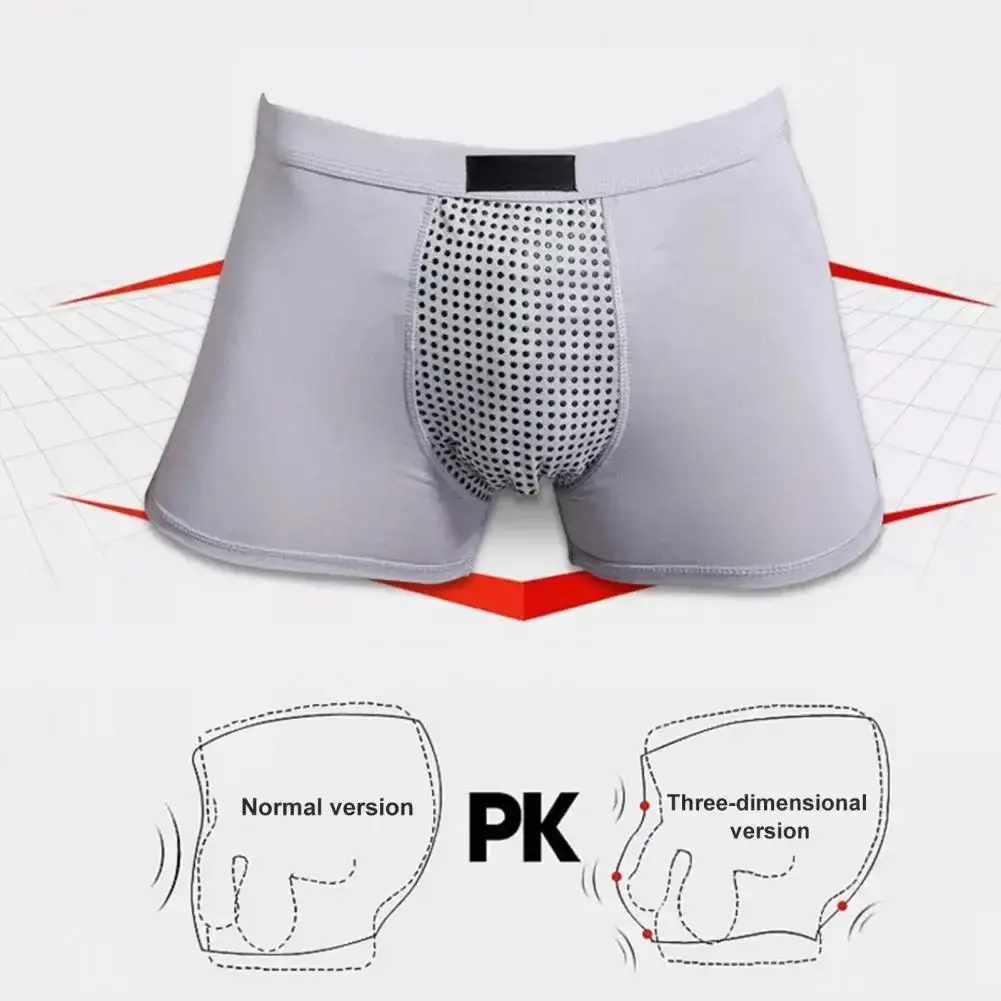 Boxer da uomo Assorbimento del sudore U Convesso Magnetico Biancheria intima fisiologica Massaggio Tinta unita Plus Size Mutande da uomo Abbigliamento interno Cl — image 5
