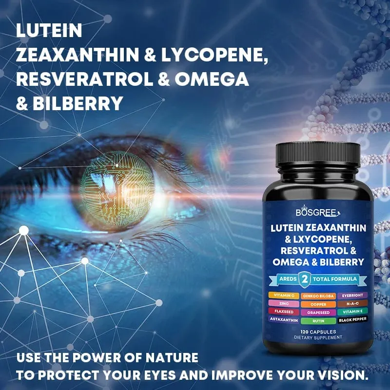 Kapsul Lutein Zeaxanthin-Melindungi Cahaya Biru Menyokong Kesihatan Mata dan Mencerahkan Mata- Suplemen Vitamin dan Mineral Areds 2 Mata — image 4