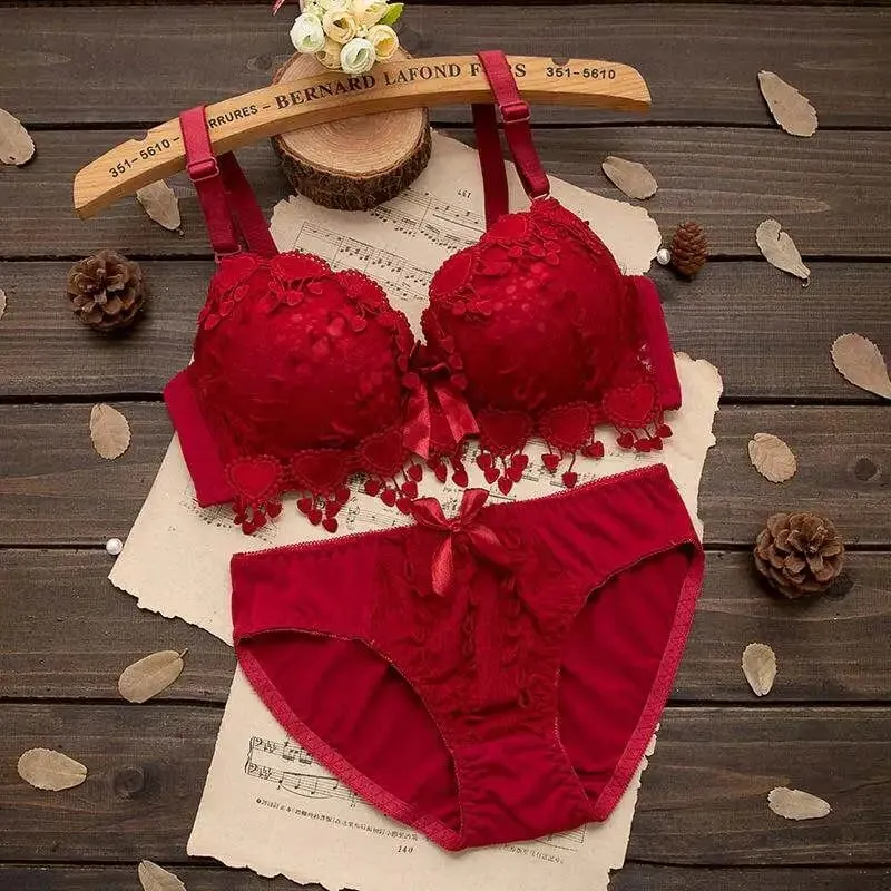 ชุดชั้นในสตรีชุด Underwire พู่ลูกไม้ Push-Up Bra พร้อมแผ่นถอดได้ Bow Soft Multi-Color Comfort Ladies Intimate ชุดชั้นใน — image 7
