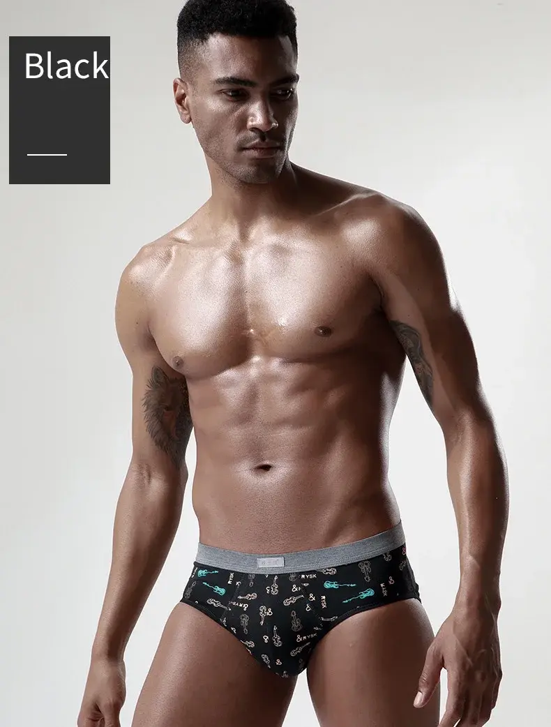 Intimo da uomo in cotone Slip taglie forti Mutande sexy Slip traspiranti Bikini Pantaloncini con stampa gay Cueca Mutandine maschili — image 11