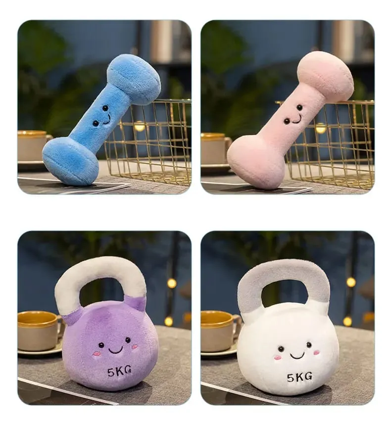 20/23ซม.น่ารักกาต้มน้ำ-Bell DumbbellหมอนPlushตุ๊กตายิ้มFaceฟิตเนสอุปกรณ์กีฬาPlushieตกแต่งบ้านผู้ชายของขวัญ — image 9