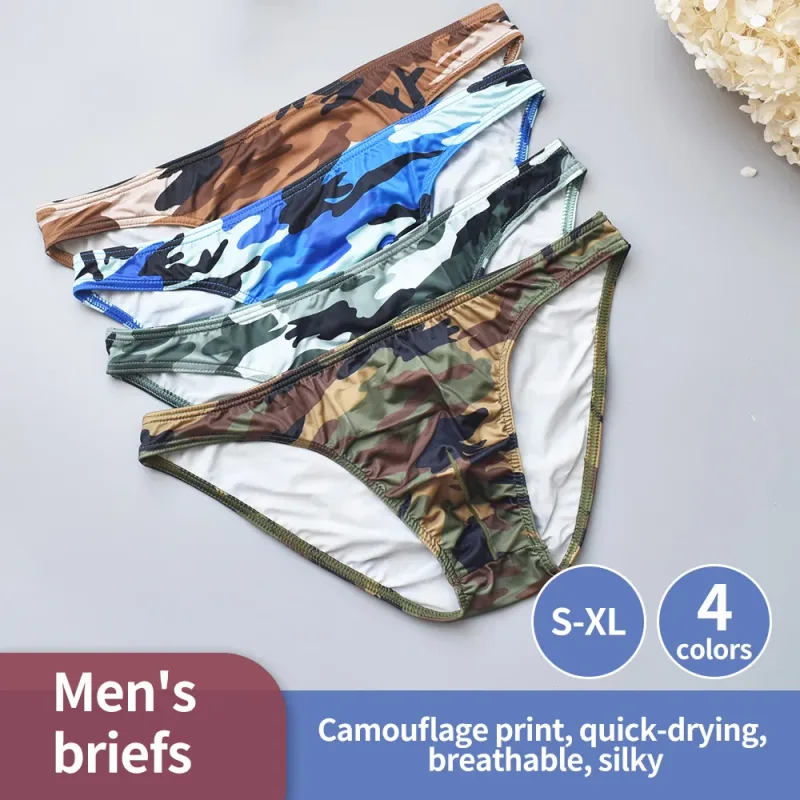 Silky Camo Print Men's Briefs - Quick-Dry Breathable Underwear Ideal for Gym Workouts & Daily Casual Wear — image 12