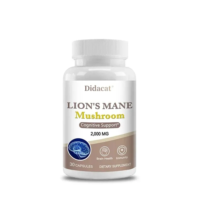 Lions Mane Brain & Focus อาหารเสริม - แคปซูลสารสกัดจากผงเห็ด - ไม่ใช่จีเอ็มโอและปราศจากกลูเตนเพื่อปรับปรุงสุขภาพทางปัญญา