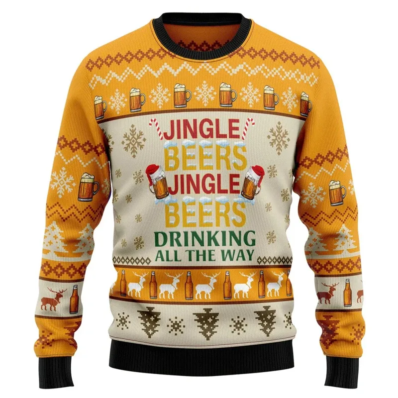 Baju Sweater Krismas Jelek 2026 Lelaki Pullover Corak Santa Claus Wanita 2026 Baju Sweat Leher Krew Merry Christmas Tahun Baru — image 5