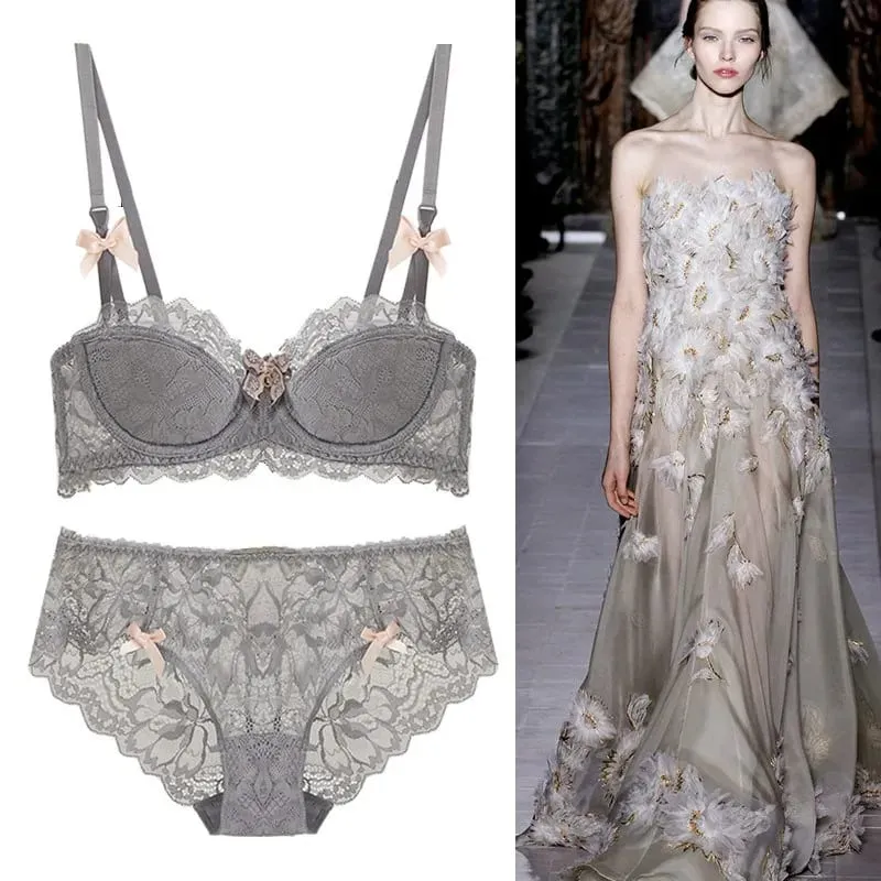 Français Pure Desire Bralette petit buste AB tasse Push Up sans fil dentelle soutien-gorge pour fille potelée nœud conception mince pli confort grande taille — image 1