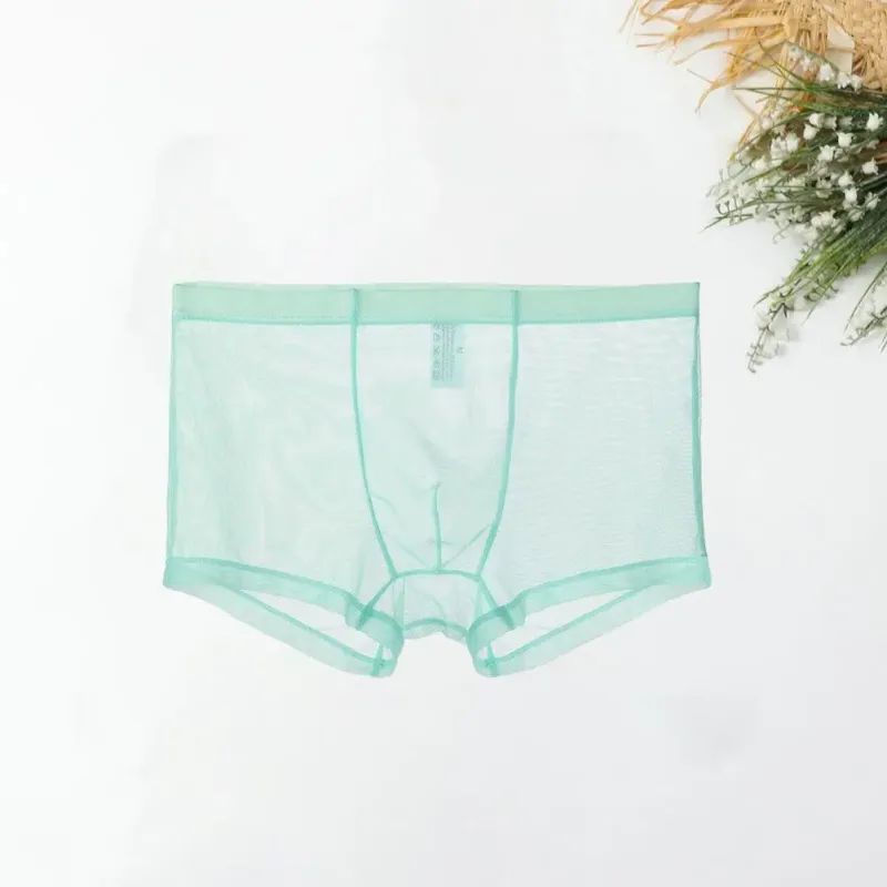 Transparent Boxers for Men See Through Male Underpants Sexy Mesh Low Waist Ice Silk Thin Cooling Men Panties Men Underwear — image 8
